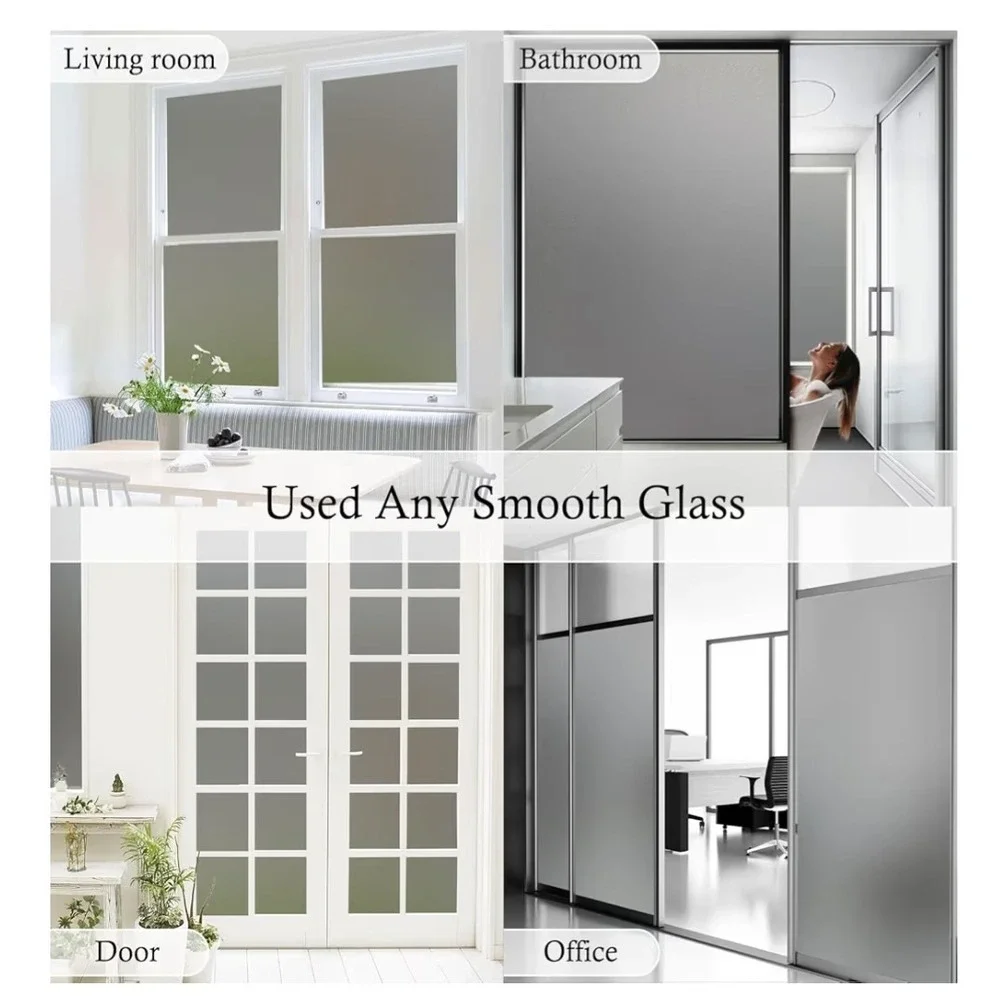 Coavas Window Film Frosted Glass Static Cling Frosting Cover 11.8 x 78.7 In Gray